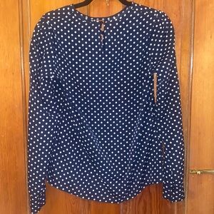 STYLISH NAVY BLUE BLOUSE WITH WHITE POLKA DOTS